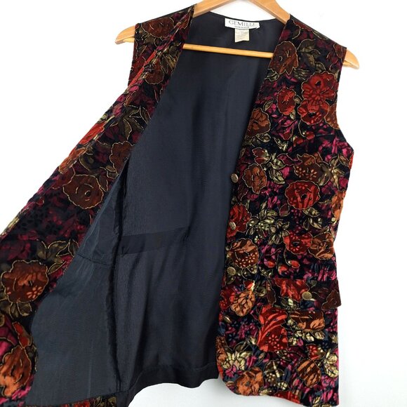 Velvet Flower Vest Waistcoat Size S. Button Up Whimsigoth Fairy Grunge Tapestry - Picture 7 of 16